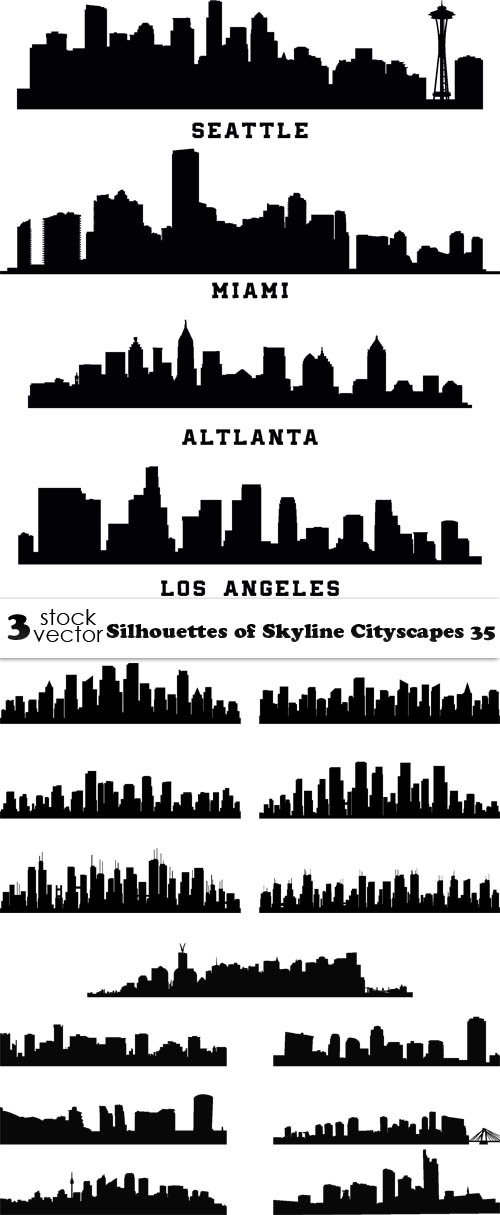 Vectors - Silhouettes of Skyline Cityscapes 35