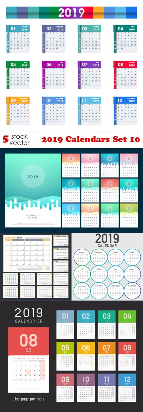Vectors - 2019 Calendars Set 10
