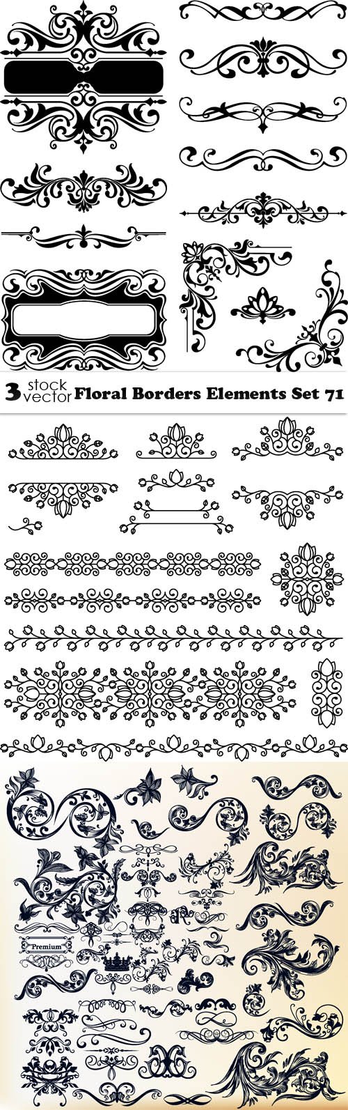 Vectors - Floral Borders Elements Set 71