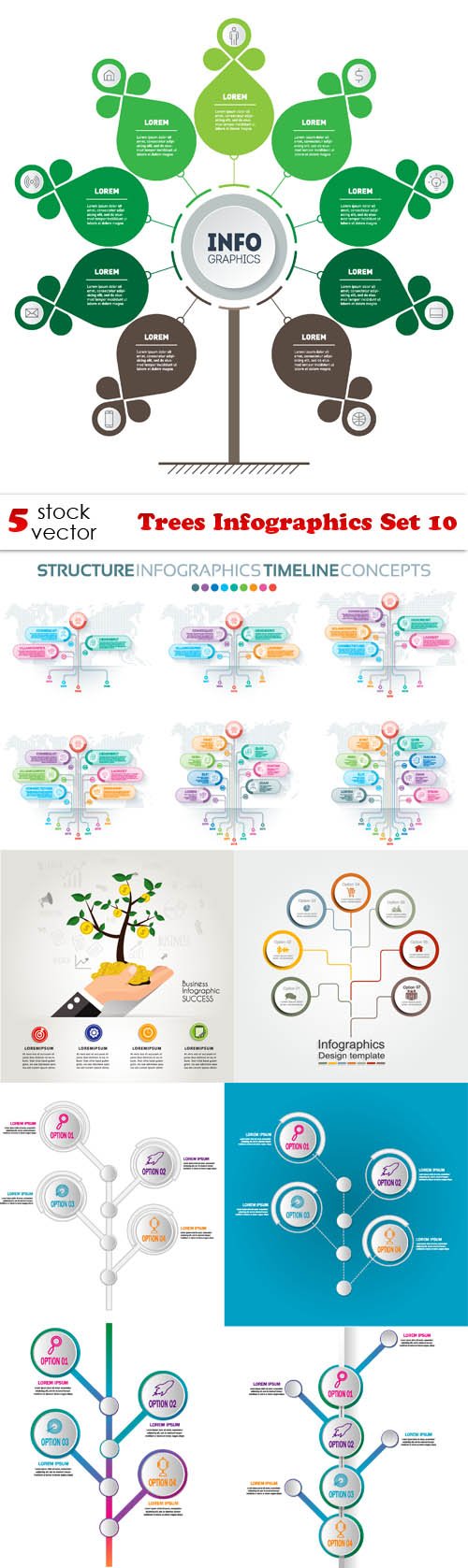 Vectors - Trees Infographics Set 10
