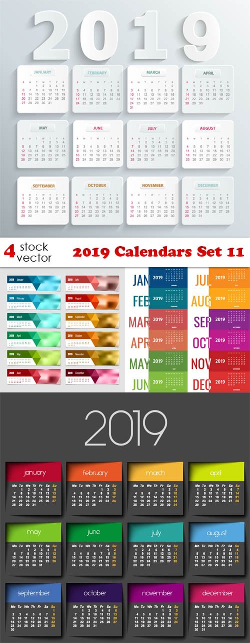 Vectors - 2019 Calendars Set 11