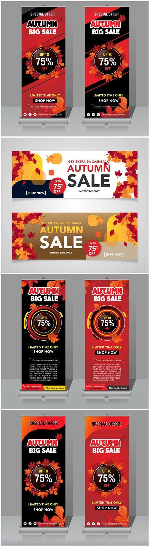 Autumn vector banner and roll-up template