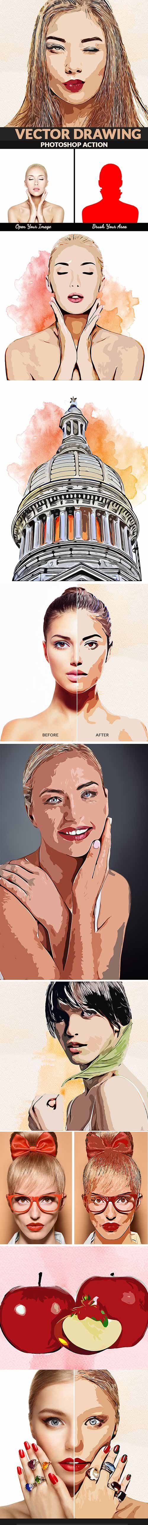 GraphicRiver - Vector Drawing Photoshop Action 22405523