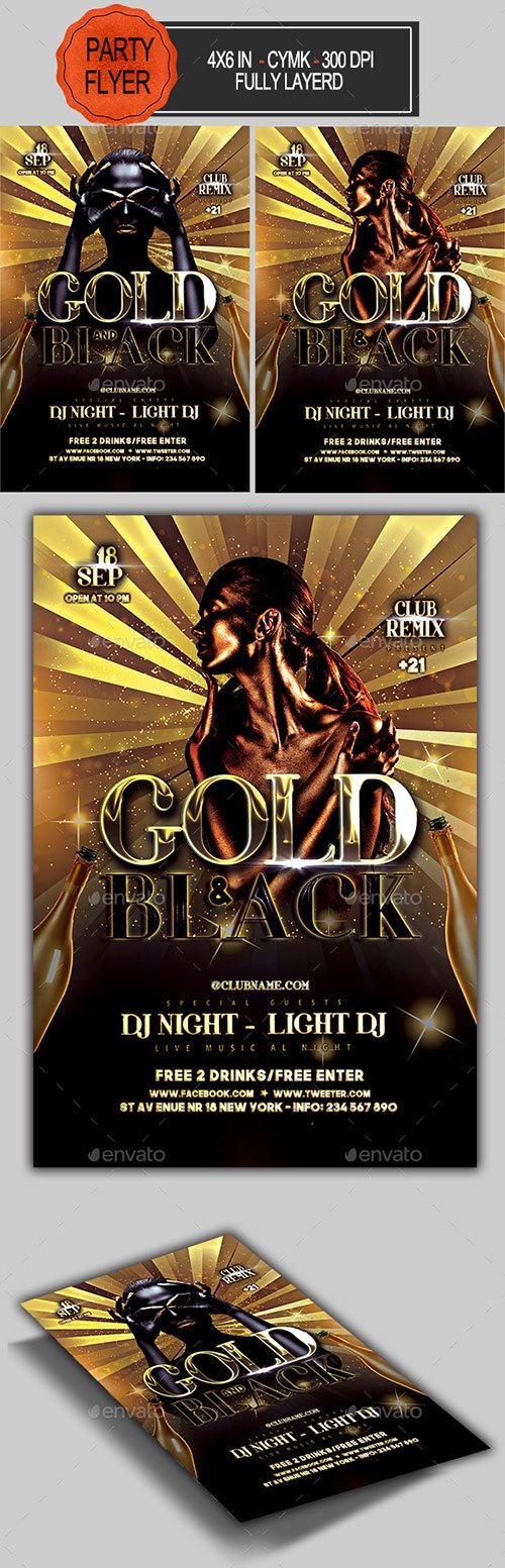 GraphicRiver - Black Gold Party Flyer 22476374