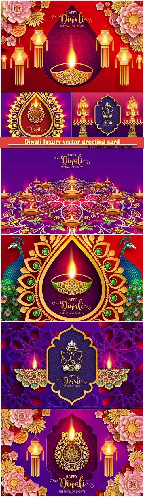 Diwali luxury vector greeting card # 4