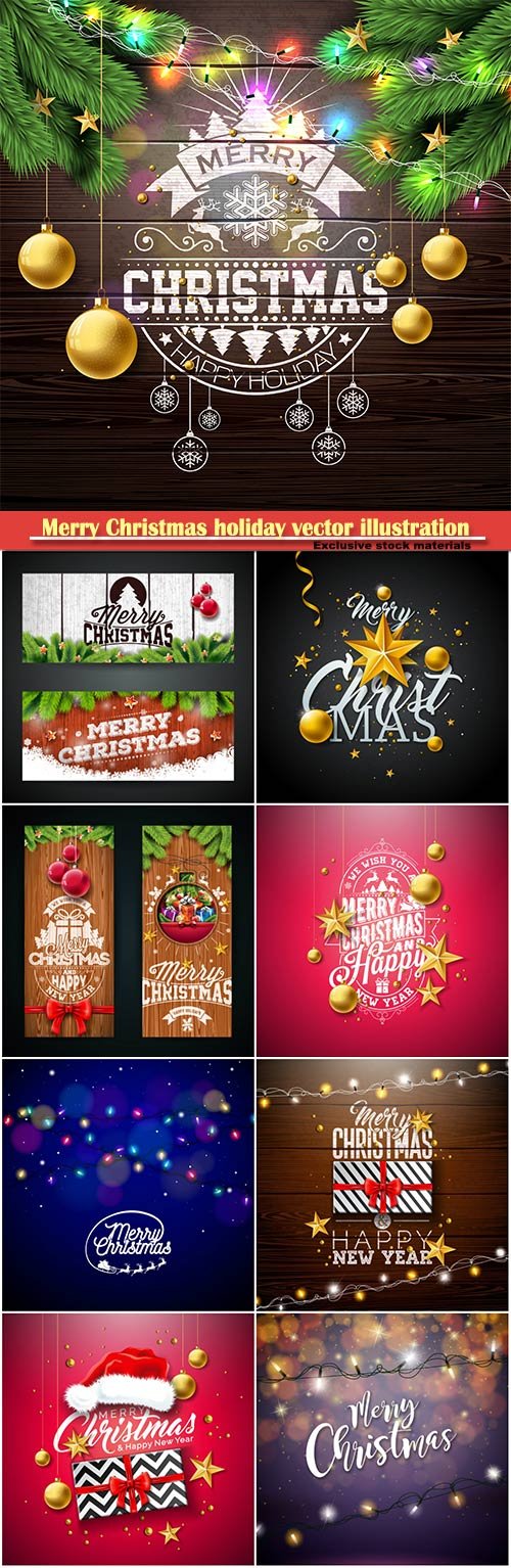 Merry Christmas holiday vector illustration