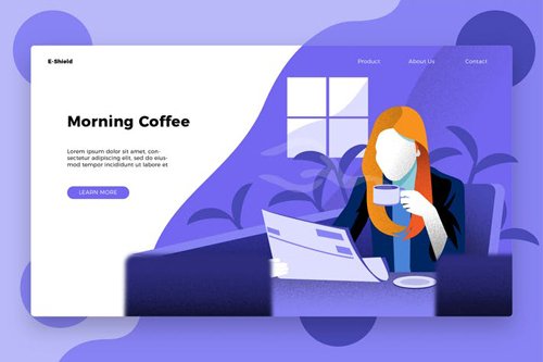 Coffee and Newspaper Banner & Landing Page