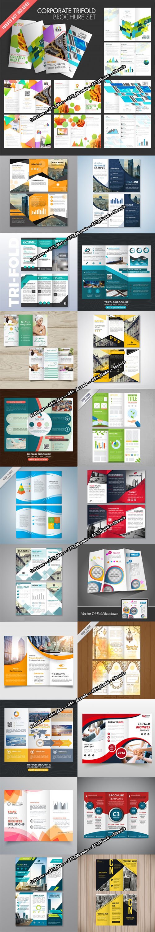 21 Professional Trifold Brochure Vector Templates Collection [Ai/EPS]