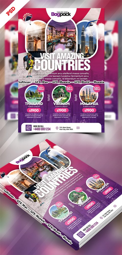 Holiday Travel Packages Flyer PSD Template