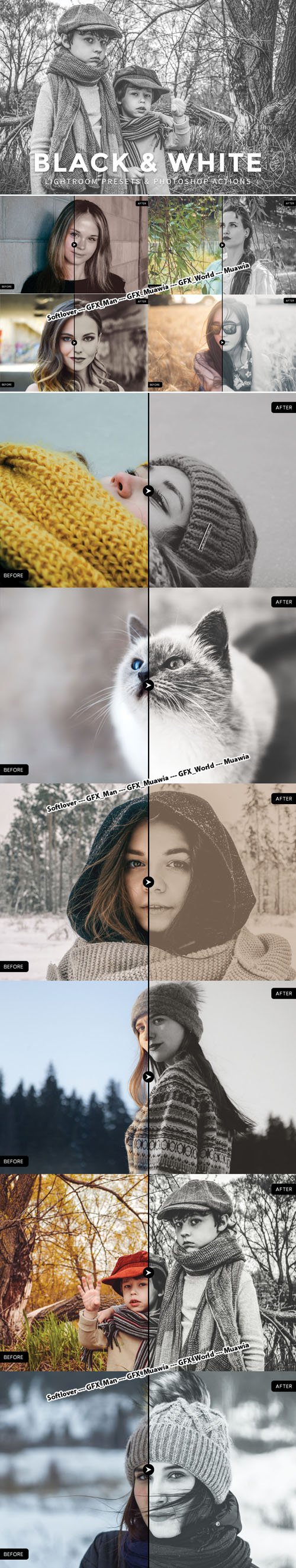 10 Black & White Presets for Lightroom, Photoshop and CameraRaw [lrtemplate/ATN/XMP]
