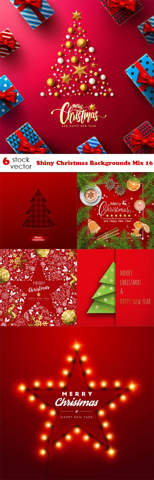 Vectors - Shiny Christmas Backgrounds Mix 16