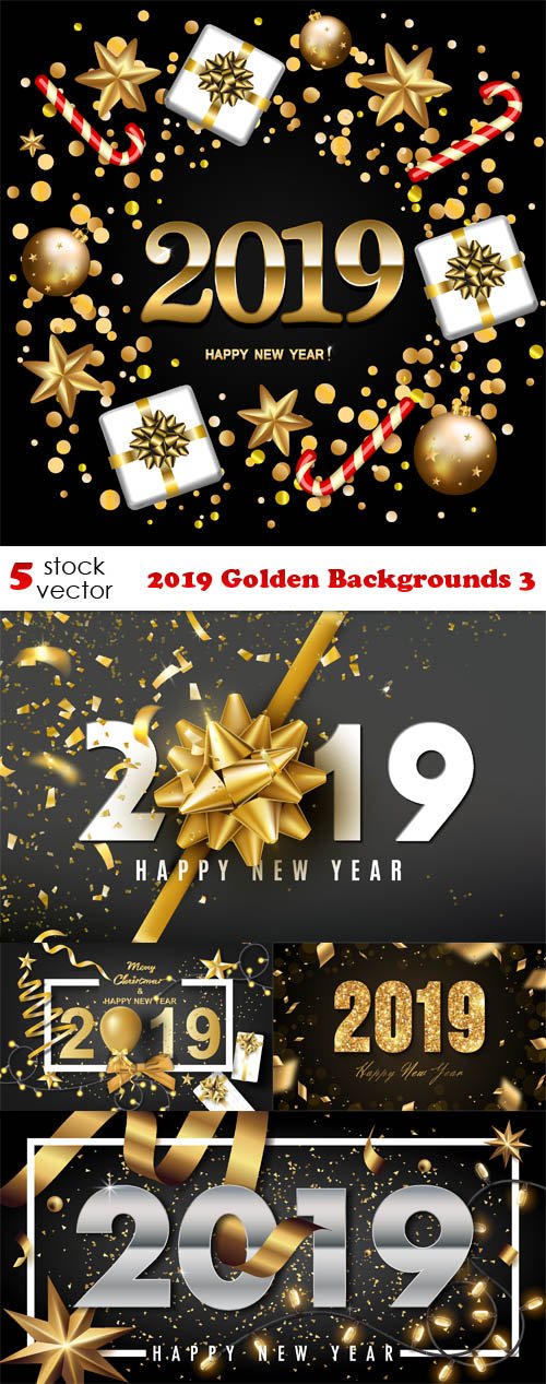 Vectors - 2019 Golden Backgrounds 3