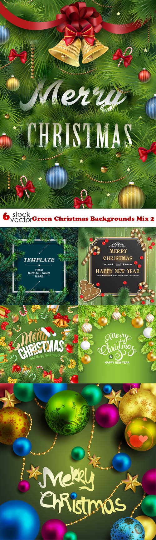 Vectors - Green Christmas Backgrounds Mix 2