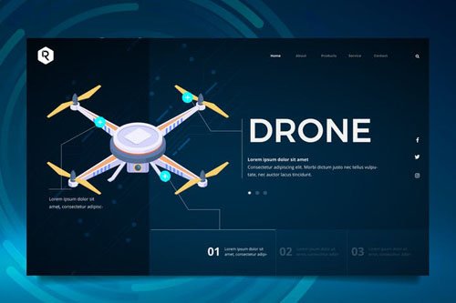 Drone Tech Web Header PSD & Vector Template