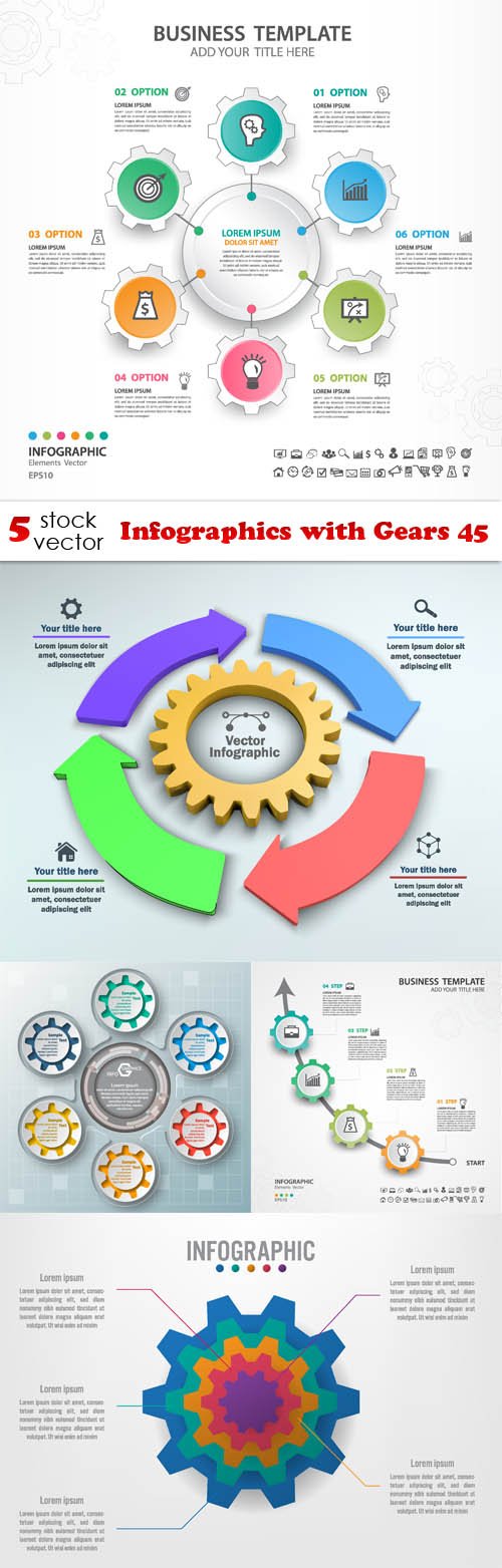 Vectors - Infographics with Gears 45