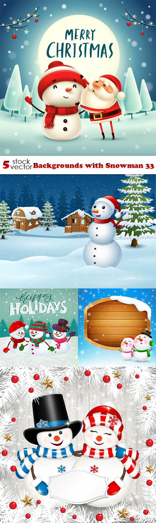 Vectors - Backgrounds with Snowman 33