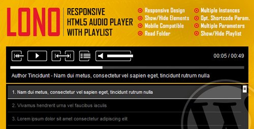 CodeCanyon - Lono v1.0 - Responsive HTML5 Audio Player With Playlist WordPress Plugin - 22854393