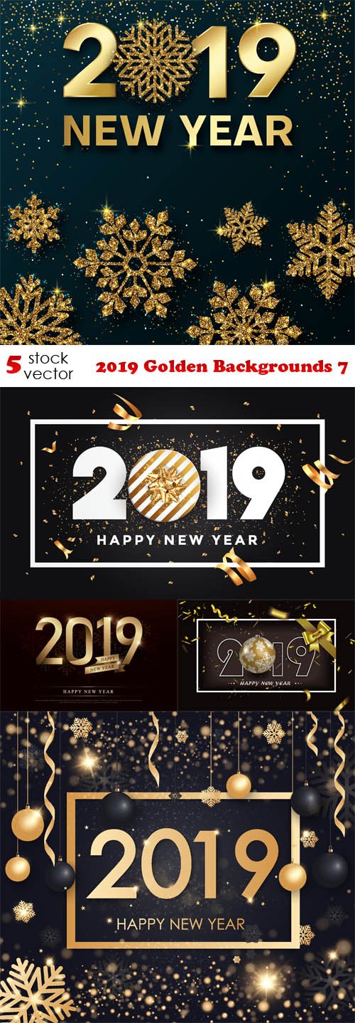 Vectors - 2019 Golden Backgrounds 7