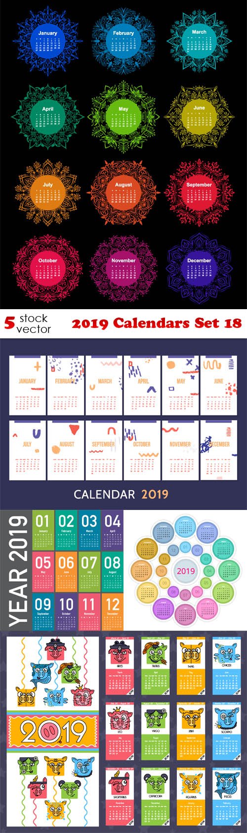 Vectors - 2019 Calendars Set 18
