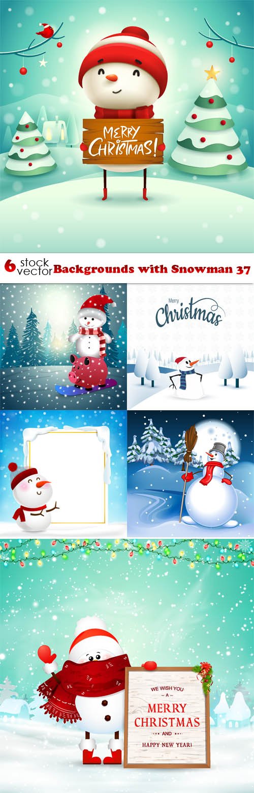 Vectors - Backgrounds with Snowman 37