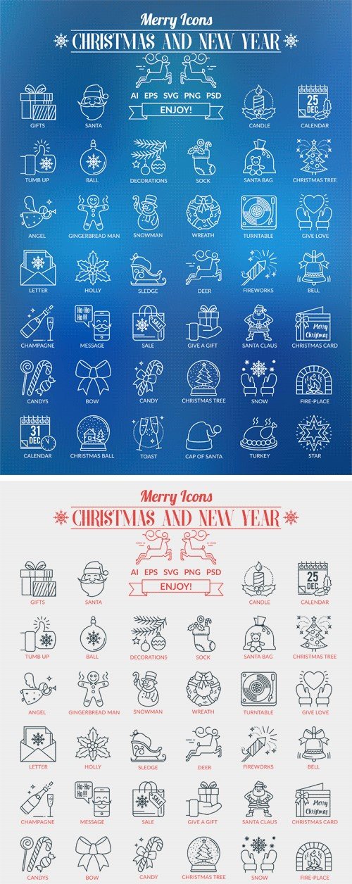 CM - Outline Icons Christmas and New Year 2112777