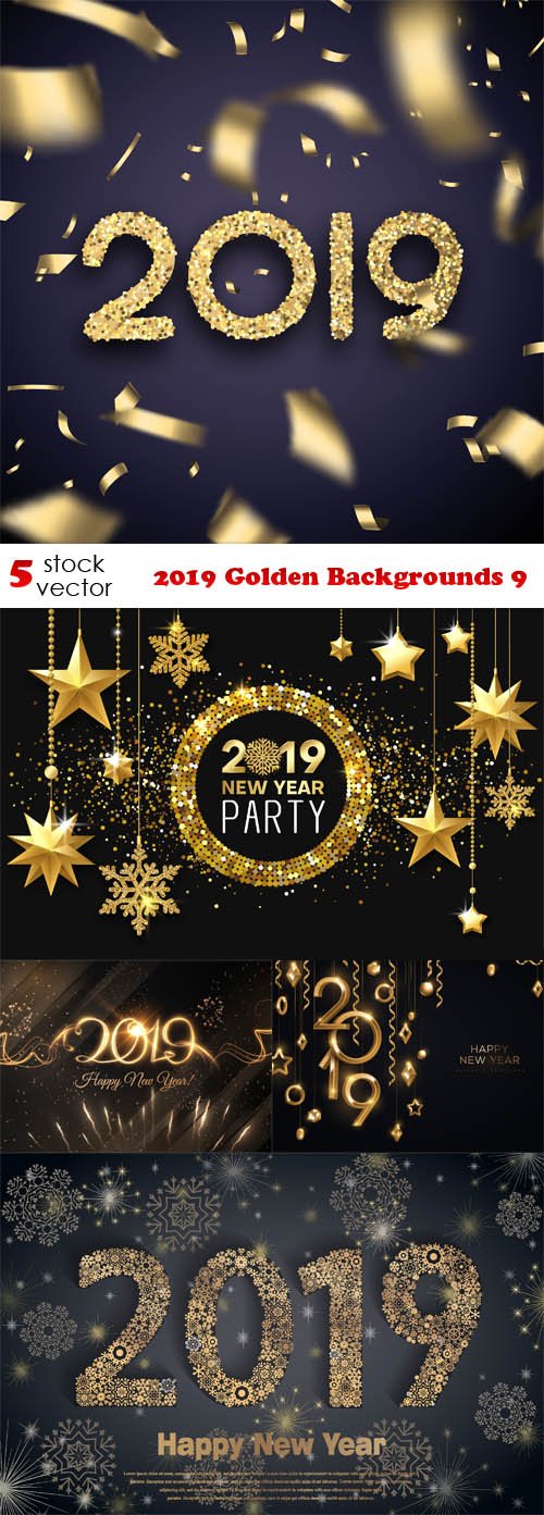 Vectors - 2019 Golden Backgrounds 9