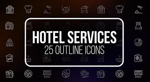 Hotel Service - 25 Outline Icons 149594