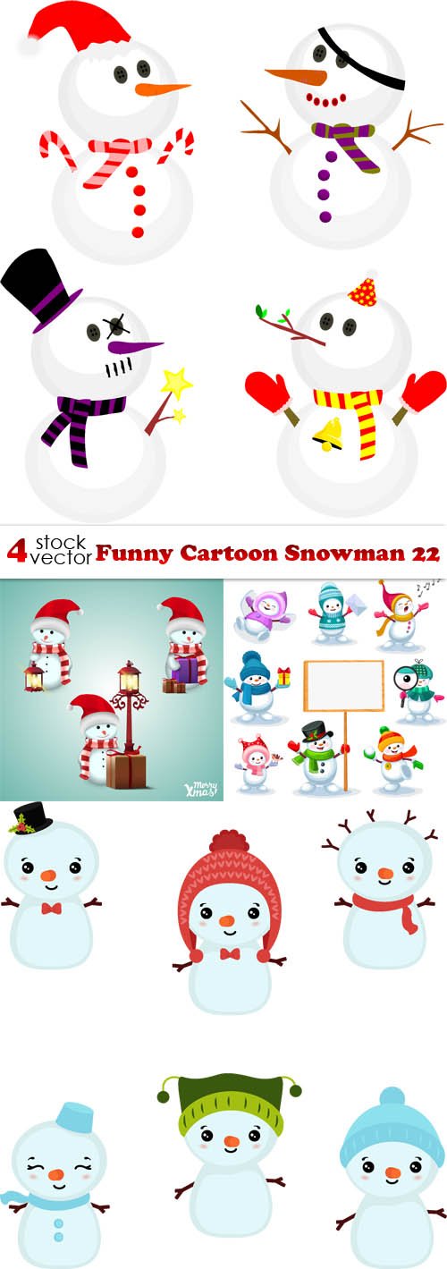 Vectors - Funny Cartoon Snowman 22