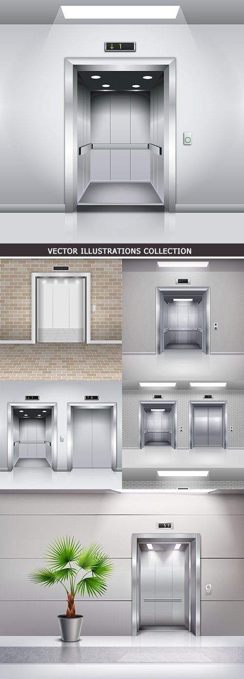 Elevator modern ofrmleniye of entrance to door 3D illustration