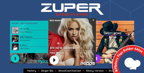 CodeCanyon - Zuper - Shoutcast and Icecast Radio Player With History - Addon For for WPBakery Page Builder v1.0 - 23047753
