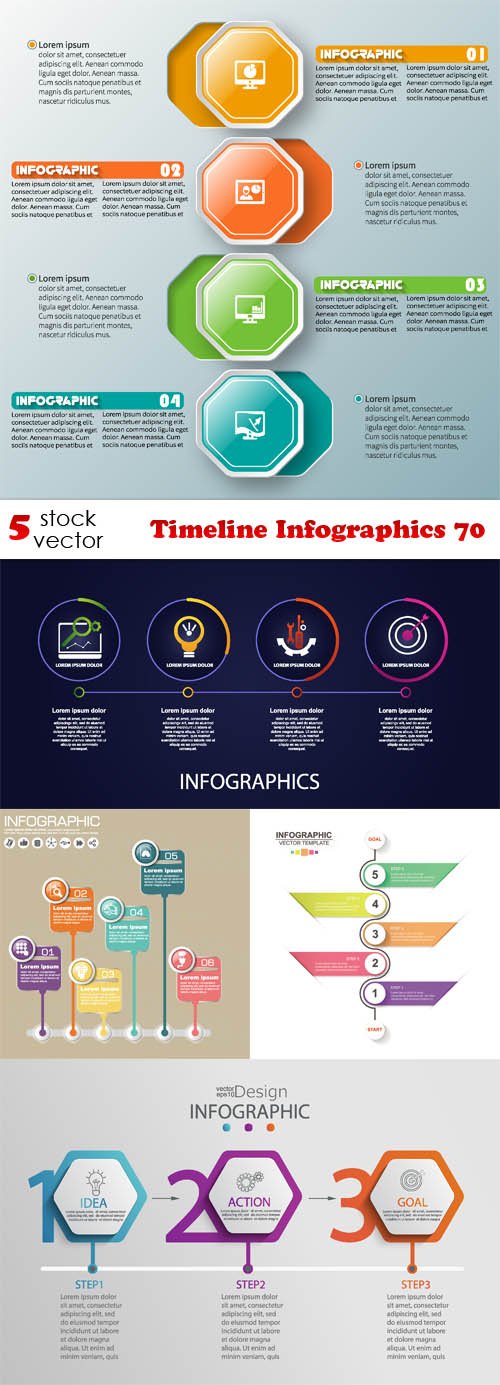 Vectors - Timeline Infographics 70