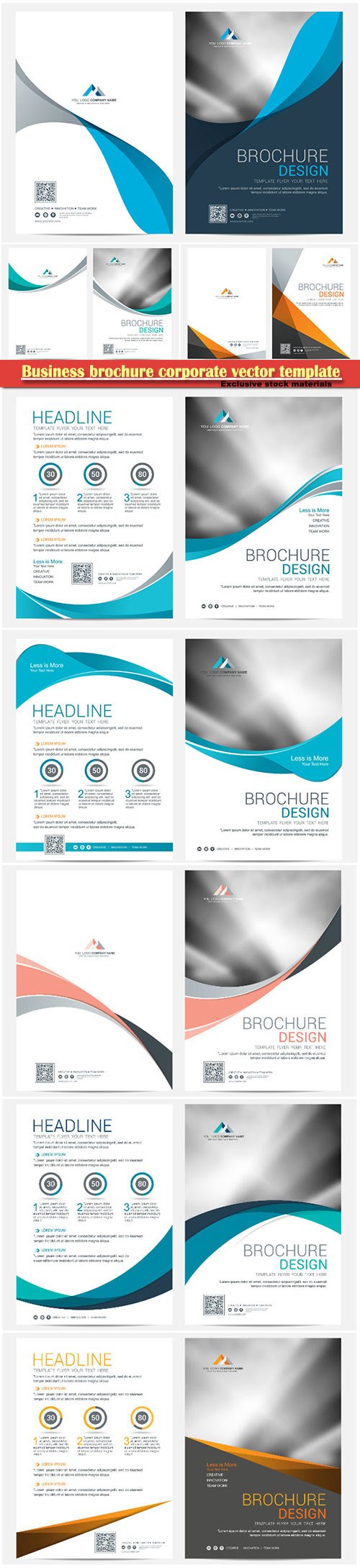 Business brochure corporate vector template, magazine flyer mockup