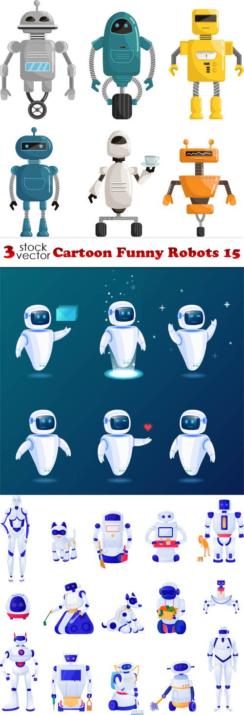 Vectors - Cartoon Funny Robots 15