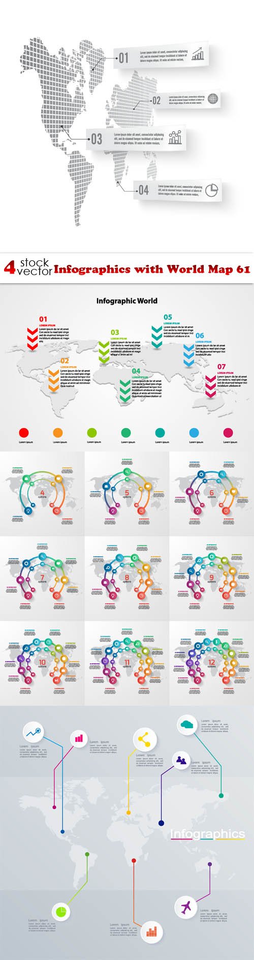 Vectors - Infographics with World Map 61