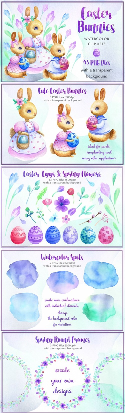 designbundles - Easter bunnies. Watercolor set - 200033