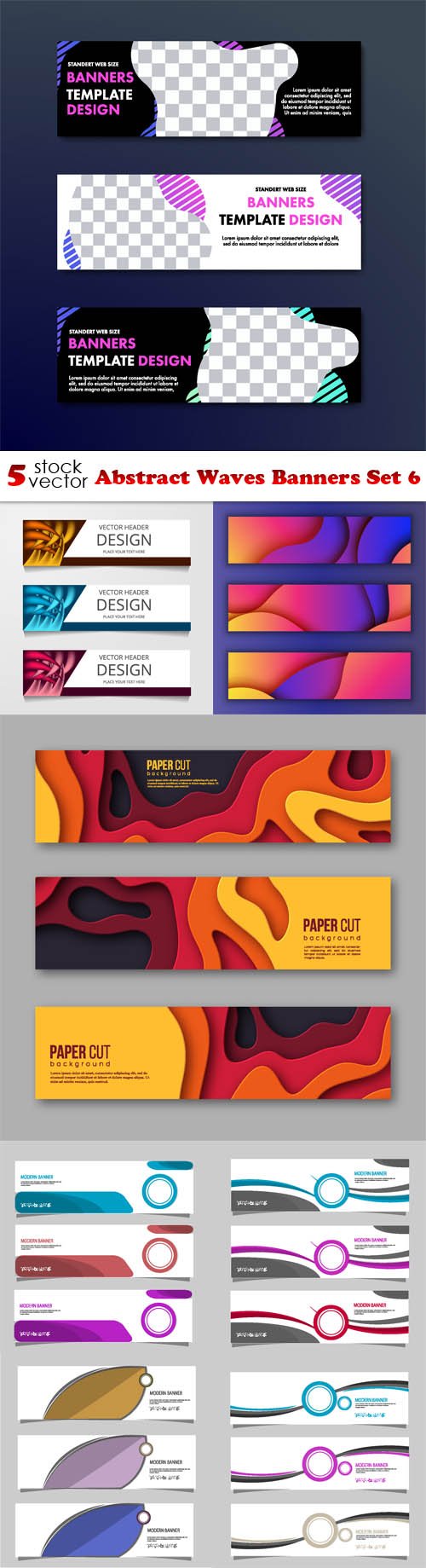 Vectors - Abstract Waves Banners Set 6