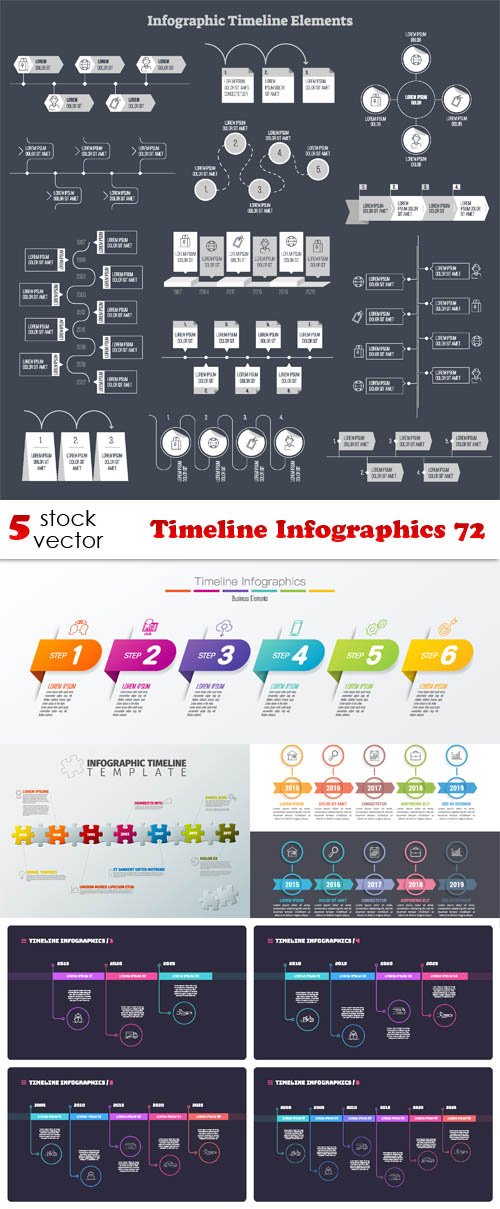 Vectors - Timeline Infographics 72