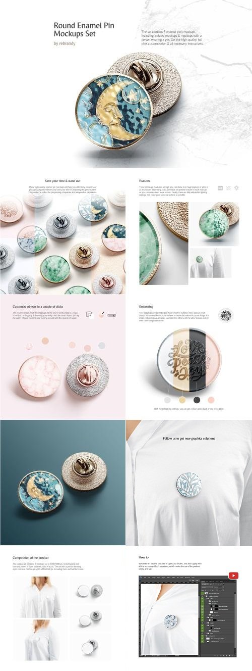 Download Round Enamel Pin Mockups Set - 3421804 » NitroGFX ...