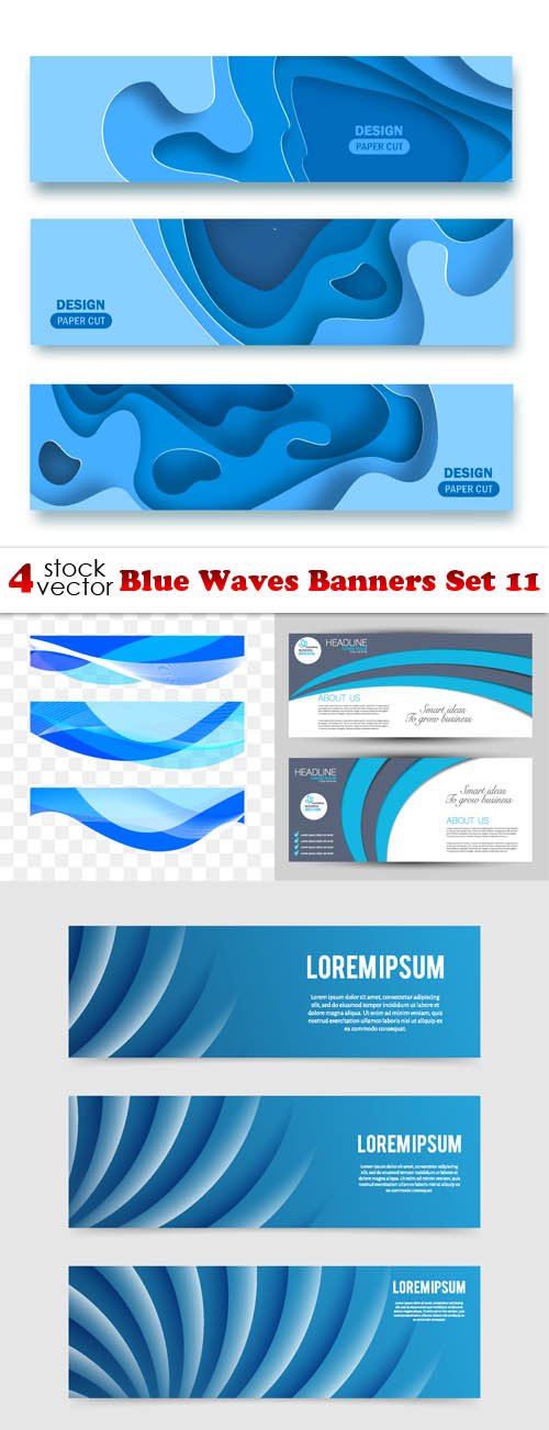 Vectors - Blue Waves Banners Set 11