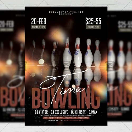 Sport A5 Template - Bowling Time Flyer