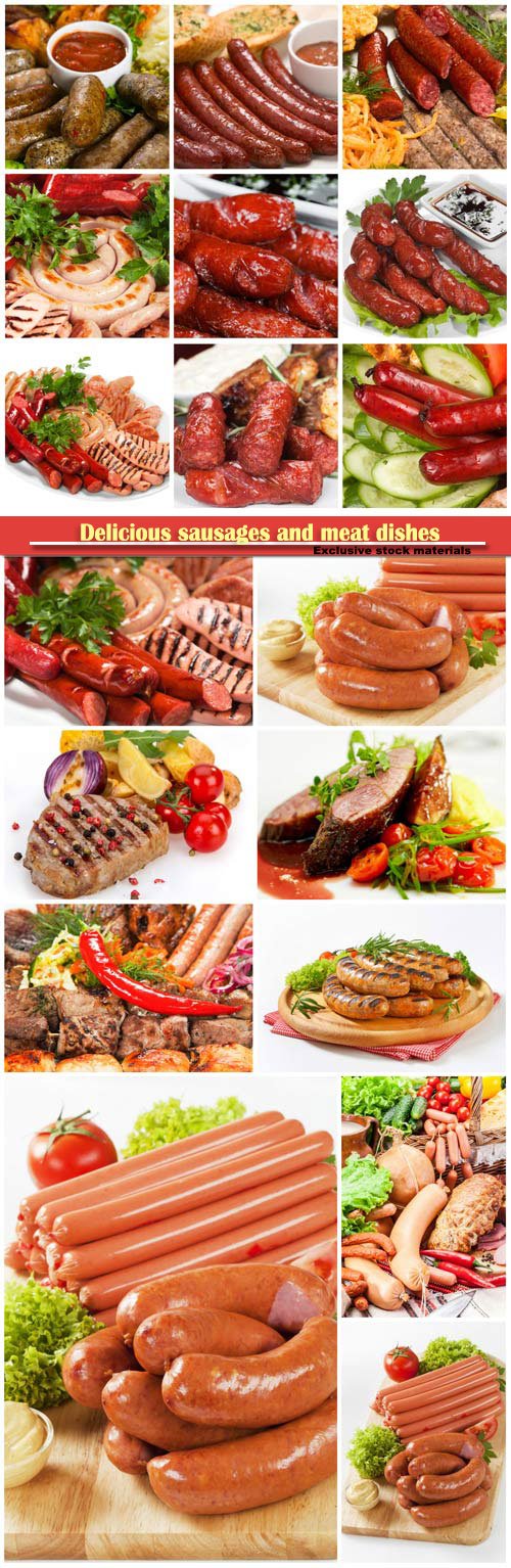 Delicious sausages and meat dishes