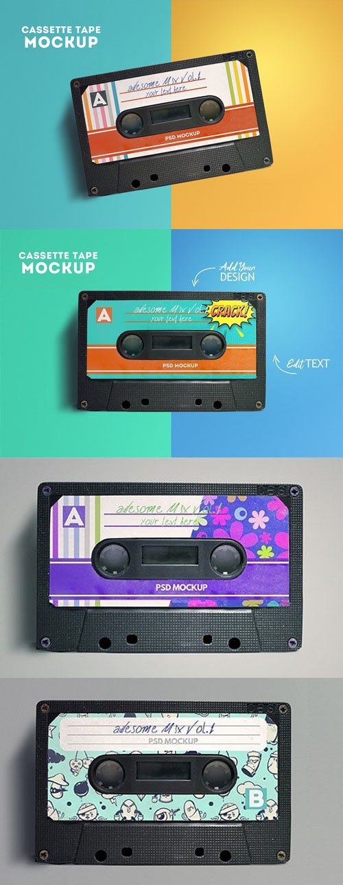 Cassette Tape PSD Mockup Template