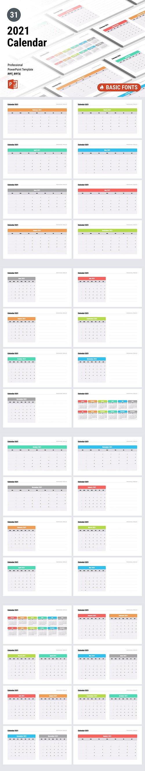 Calendar 2020 for PowerPoint and Keynote