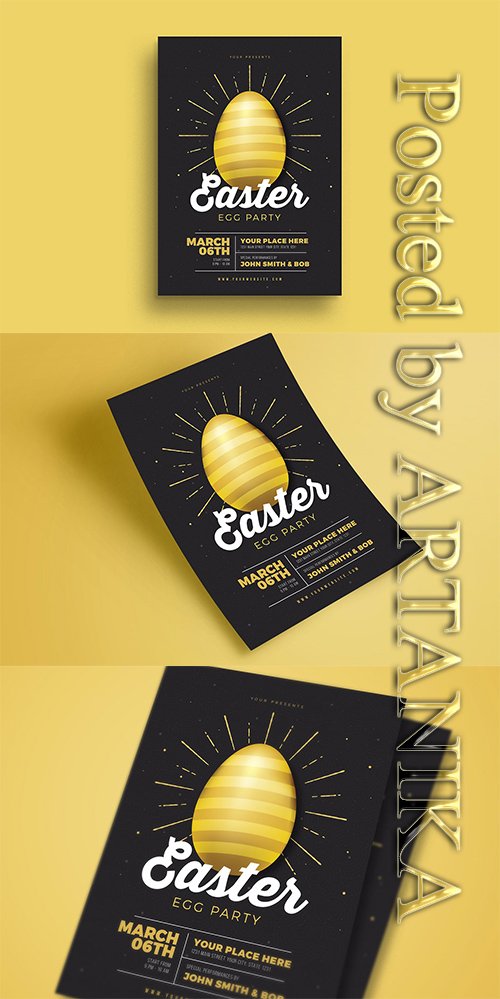 CreativeMarket - Easter Gold Party Flyer 2349316