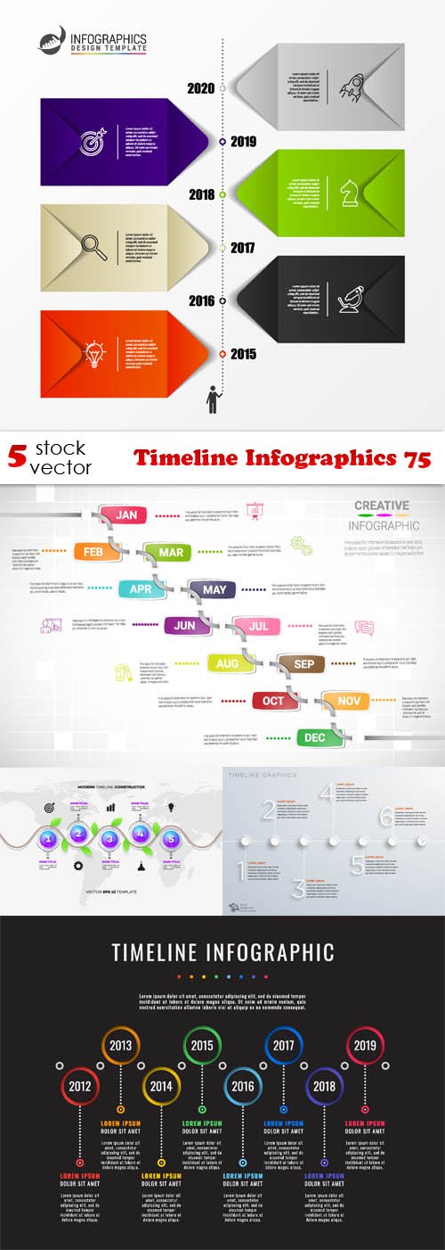 Vectors - Timeline Infographics 75