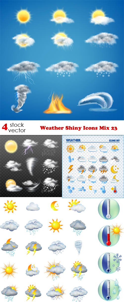 Vectors - Weather Shiny Icons Mix 23