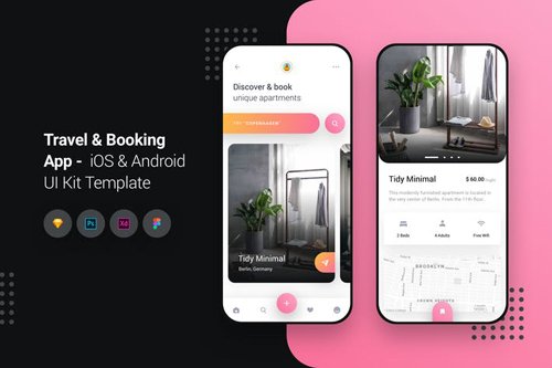 Travel & Booking App iOS & Android UI Kit Template