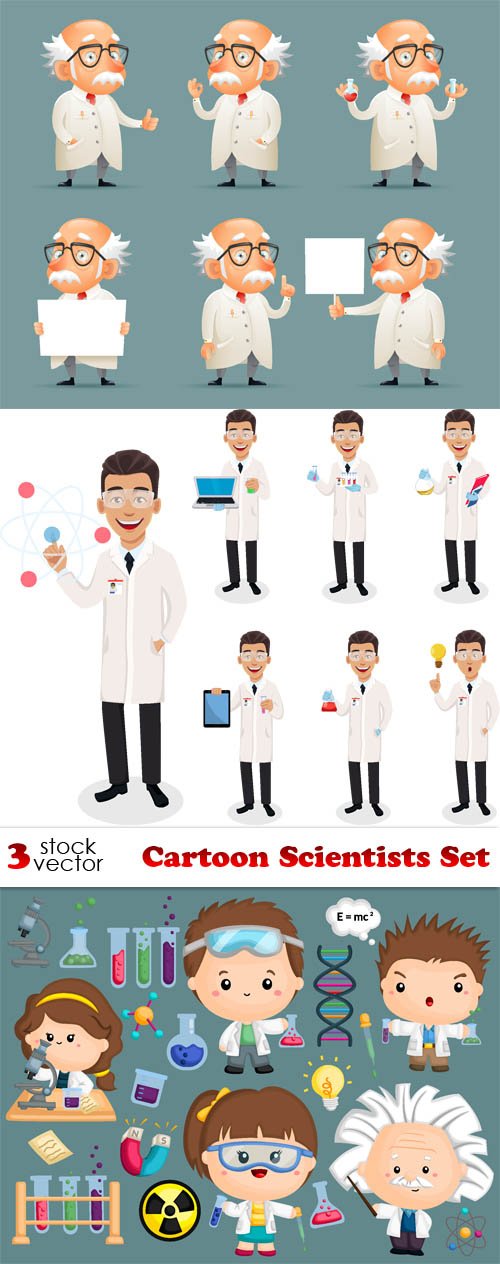 Vectors - Cartoon Scientists Set