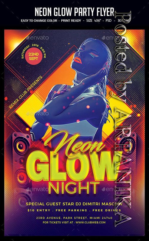 GraphicRiver - Neon Glow Party Flyer 22675965