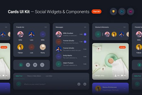 Cards UI Kit - Social Network Widgets & Components Part 04